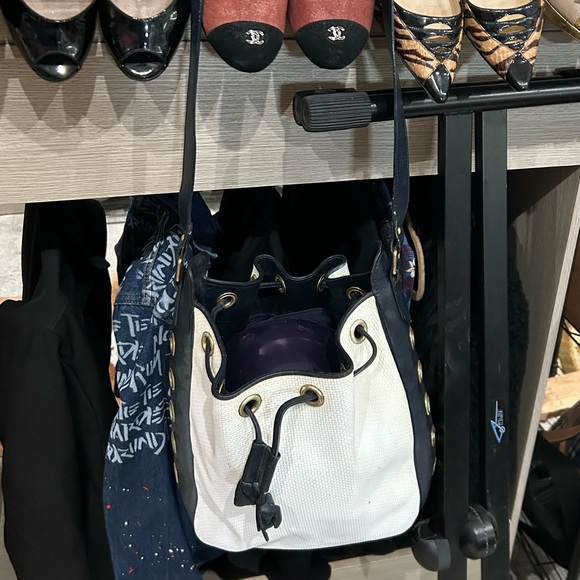 YSL straw & leather tote vintage